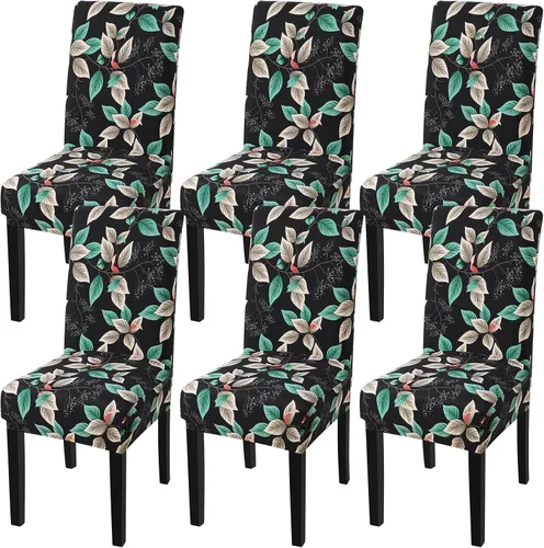 Vista 26 de Fuloon Paquete de 4 Fundas Protectoras para Asientos de Sillas de Comedor Super Ajustadas Elásticas Extraíbles Lavables Cortas para Hotel, Comedor