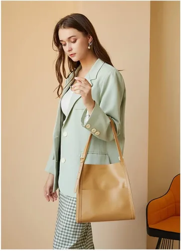 Vista 6 de Aiwanning - Bolso de piel auténtica para mujer, bolso de hombro, bolso de mano
