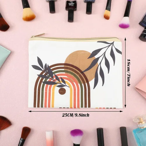 Vista 4 de Pinkunn 6 bolsas de maquillaje bohemias, regalos a granel para mujeres, bolsas de cosméticos con cremallera bohemia, bolsa de maquillaje estética