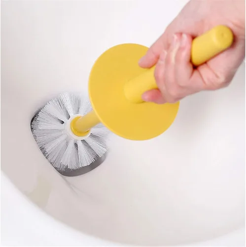 Vista 3 de Escobilla de inodoro y soporte, paquete de 2 cepillos de limpieza profunda, ergonómico, resistente, accesorios de baño de plástico, 1 paquete