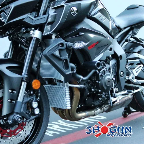 Vista 4 de Shogun 2017 Yamaha FZ10 FZ 10 2018 2019 2020 2021 2022 MT-10 MT 10 SP Negro Deslizadores de marco sin corte para modelos ABS y no ABS - 750-6819