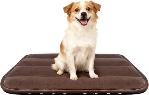 Vista 22 de Tapete de cama para perro, almohadilla reversible para jaula de perro con alfombrilla lavable y espuma suave, cama plana para mascotas para perros