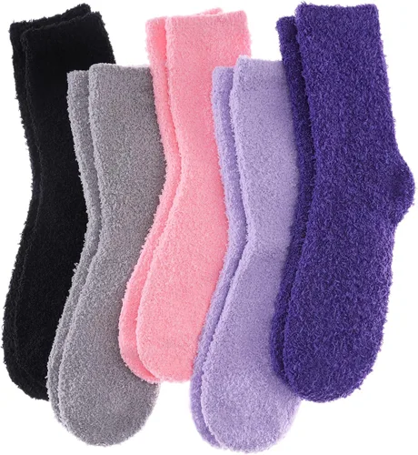 Vista 16 de Calcetines mullidos para mujer, esponjosos, cálidos, tipo pantufla de invierno, de microfibra, suaves, para dormir en casa 1 par Blanco