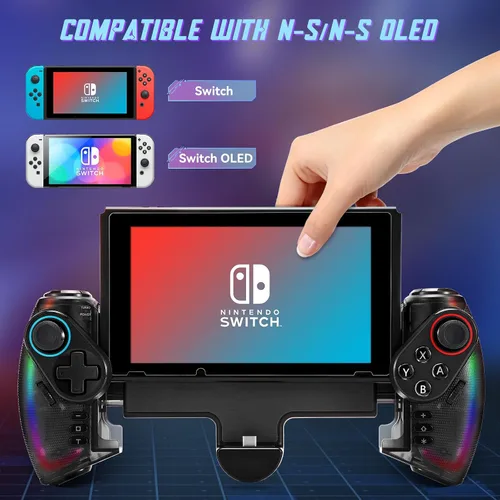 Vista 8 de Grathia Wireless Switch Controller for Nintendo SwitchOLED, RGB One-Piece Joypad Controller with Adjustable TURBO and Dual Motor Vibration Handheld