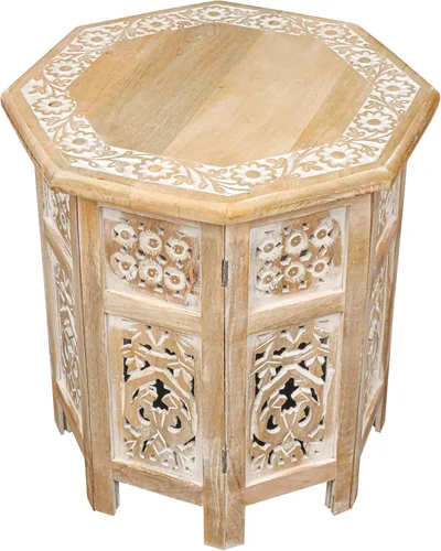 Vista 27 de Mesa auxiliar de madera rústica de 12 x 22 pulgadas, mesa auxiliar tallada a mano, mesa de noche con acabado quemado para dormitorio, mesa