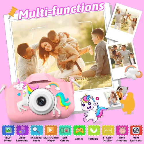 Vista 2 de Mgaolo Juguetes de cámara para niños de 3 a 12 años, niños y niñas, cámara de video digital portátil para niños con cubierta de silicona, regalos