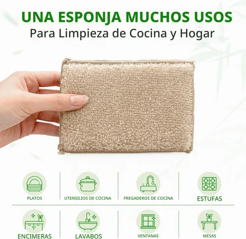 Vista 5 de KMAKII Esponjas de cocina de bambú, esponja para platos, esponjas de 12 esponjas