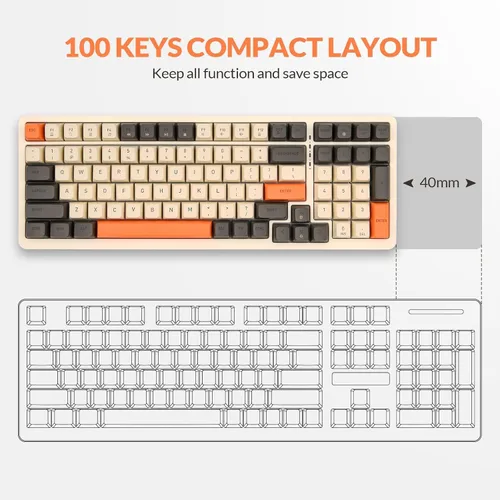 Vista 3 de Rii RK909 Wired Mechanical Gaming Keyboard, Blue Switches, 100 Keys, 20 Modes LED Backlighting,Keyboard for PC GamersMacWindowsChromeLinux