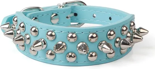 Vista 9 de Collares de piel sintética ajustable con remaches y tachuelas de hongos para gatos, cachorros, perros