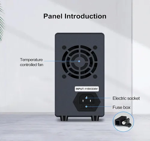 Vista 7 de Wanptek - Fuente de alimentación CC variable de 30 V 10 A, fuentes de alimentación de banco con perilla de ajustes de codificador, puerto de carga