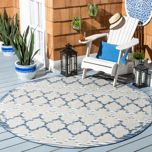 Vista 26 de SAFAVIEH Alfombra lavable para exteriores, colección Cabaña, 2'2" x 5', azul y gris, no desprende pelusa y fácil de limpiar, entrada puerta