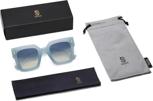 Vista 55 de SOJOS Gafas de sol cuadradas vintage de gran tamaño para mujer, estilo retro, de lujo, grandes, UV400 SJ2194