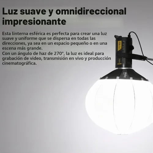 Vista 3 de Godox CS-50D Linterna Difusor 50cm/20pulg Modificador de Luz Omnidireccional Montaje Bowens para Godox SL60W SL150 II, UL150, VL150 Luz
