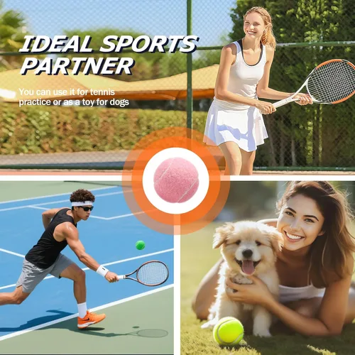 Vista 5 de Pelotas de tenis, paquete de 6 pelotas de tenis de práctica de alta elasticidad con bolsa de malla, ideal para principiantes, pelotas de ejercicio