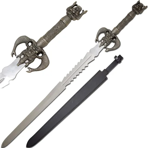Vista 9 de Medieval Warrior Espada vikinga de fantasía hecha a mano personalizada viene con funda de cuero negro