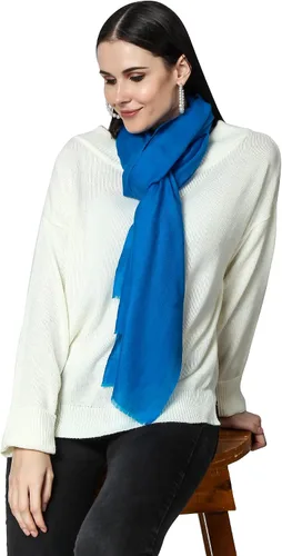 Vista 4 de PASHWRAP Bufanda de cachemira tejida a mano en Cachemira - Lujosa bufanda grande de cachemira para mujer ligera