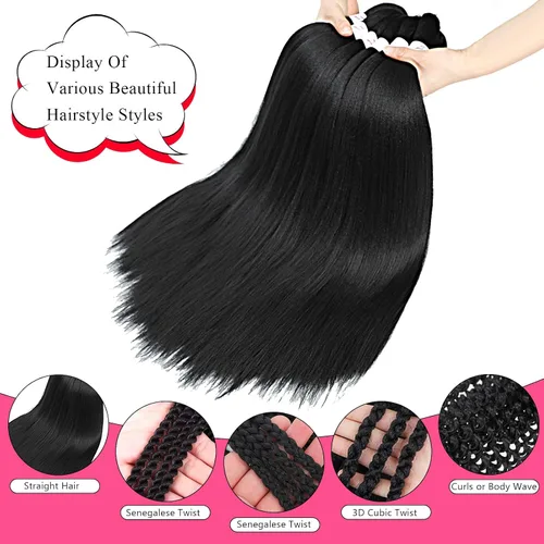 Vista 5 de Firstcyh Hair Cabello trenzado preestirado de 12 pulgadas, cabello trenzado 1B para mujeres negras, 8 paquetes de cabello trenzado bohemio