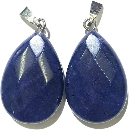 Vista 4 de LE SKY 12 colgantes de piedra natural en forma de gota de agua con forma de ágata de cristal facetado, piedra de Reiki para hacer joyas y collares