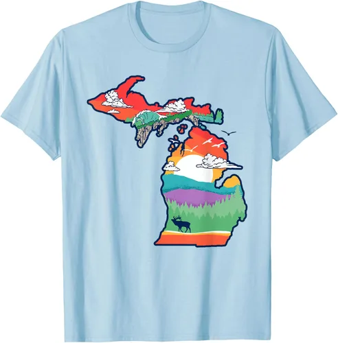 Vista 74 de Michigan Outside - Camiseta con ilustración artística