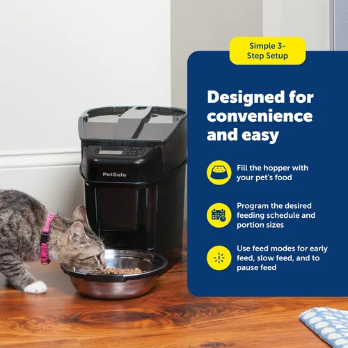 Vista 5 de Alimentador automático para mascotas PetSafe, talla única Se ajusta a todos Schedules up to 12 Meals/Day, Portions 1/8 to 4 Cups, Slow Release for