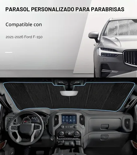 Vista 2 de Pigenius Parasol para parabrisas para Ford F-150 2021-2025 Parasol para ventana delantera - AstraGuard Plateado