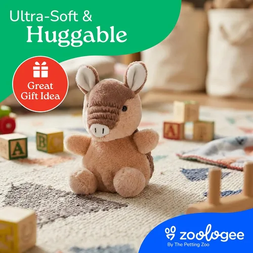 Vista 6 de The Petting Zoo Armadillo - Peluche de animales de peluche, regalos para niños, animales de vida silvestre Nuggetz, juguete de peluche marrón