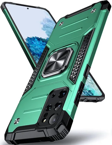 Vista 29 de DASFOND Diseñada para funda Galaxy S8 con soporte, anillo metálico giratorio mejorado de 360°, soporte kickstand de grado militar, resistente a