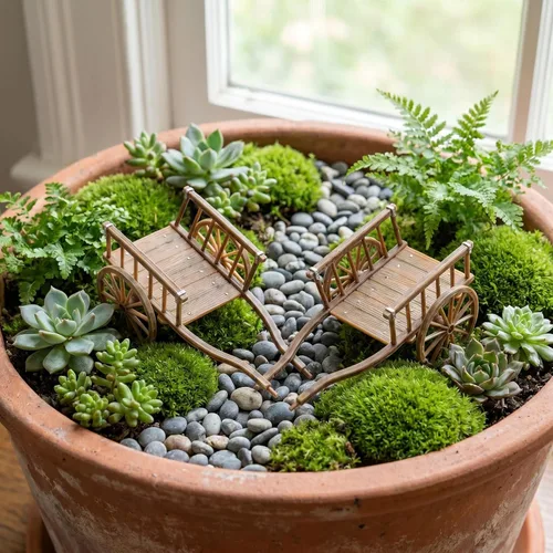 Vista 7 de STOBOK Carro de cultivo en miniatura, modelo de casa de muñecas, carretillas en miniatura, carrito de simulación, adornos de paisaje, carro antiguo