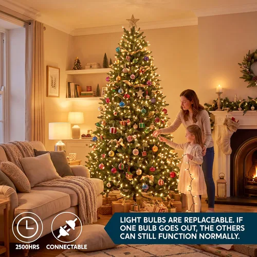 Vista 2 de Joiedomi Guirnalda de luces de Navidad transparentes para interiores, 100 unidades, mini luces blancas para exteriores, decoración de 19.4 pies
