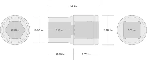 Vista 90 de TEKTON Llave de vaso poco profunda de 6 puntos de 1/2 pulgada de cuadradillo x 1-5/16 pulgadas SHD22033