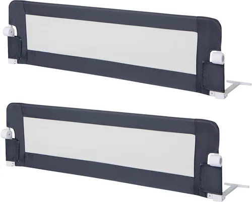 Vista 22 de BABY JOY - Barandillas de cama para niños pequeños, extralargas, protector de cama de seguridad abatible para cuna convertible, barandilla plegable