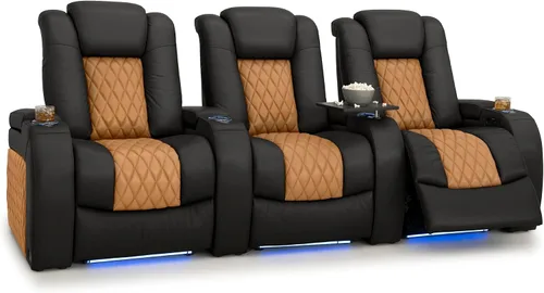 Vista 95 de Seatcraft Asiento de cine en casa Diamante Marrón Reclinable Individual