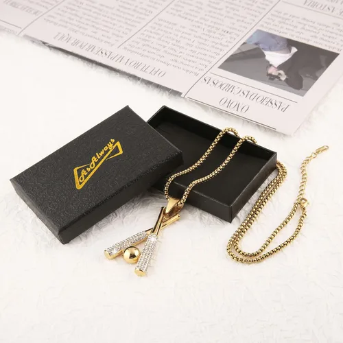 Vista 7 de AsAlways Hip Hop Jewelry Iced Out Cross Baseball Bat Pendant Sports 18k Gold Plated Necklace for Men Women