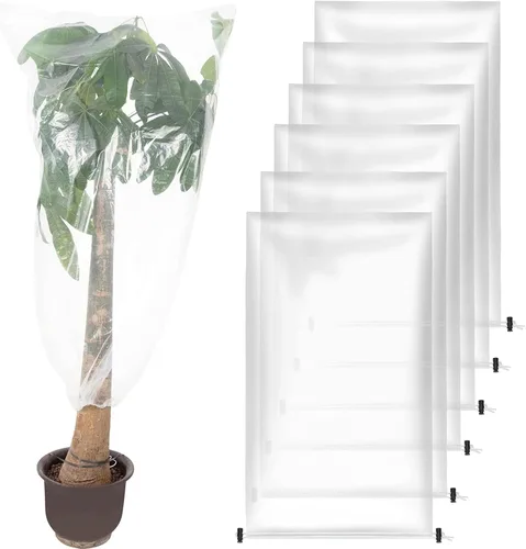 Vista 10 de ANPHSIN 6 Piezas Cubierta de Plantas de Invierno Protección contra Congelación - 24" x 32" Bolsas de Plástico para Heladas de Plantas con Cordón
