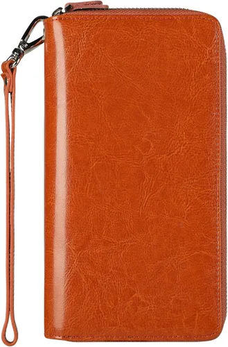 Vista 44 de Lavemi Pequeña cartera compacta para mujer, con bloqueo RFID, de piel auténtica, plegable, con ventanas de identificación