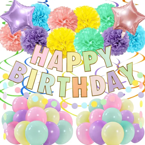 Vista 12 de Decoraciones de fiesta moradas con pancarta, suministros de compromiso, aniversario y cumpleaños para mujeres y niñas Morado