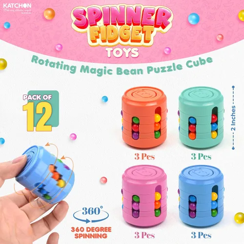 Vista 2 de KatchOn, 12 piezas de rompecabezas de frijoles mágicos Fidget Spinner Fidget Multicolor