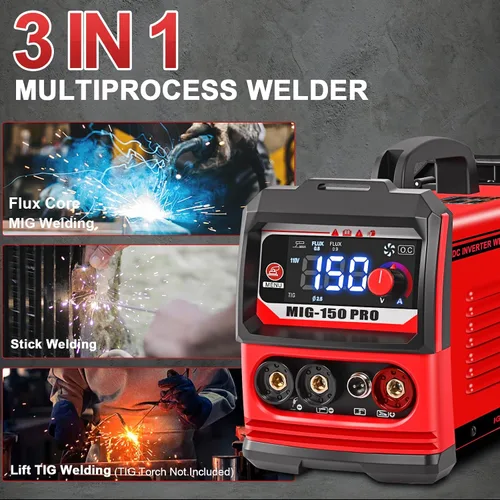Vista 2 de Mini soldador portátil de GNI Multiproceso, MIG/TIG/Stick 3 en 1 soldadora IGBT Inverter Beginner-Friendly MIG Welder Machine with Auto-Darkening