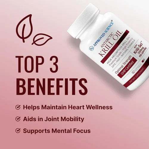 Vista 3 de Approved Science Aceite de krill - 2000 mg de aceite de krill antártico, 650 mcg de astaxantina - 260 mg EPA, 160 mg DHA - 60 cápsulas blandas - 1