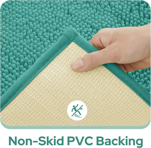 Vista 5 de HOMEIDEAS - Juego de tapetes para baño (2 piezas), de felpilla suave, absorbente, peluda, antideslizante, para baño, tina y ducha. Se pueden lavar a