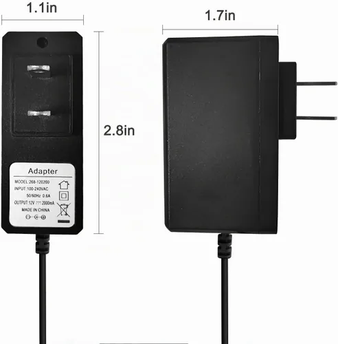 Vista 3 de Adaptador de fuente de alimentación de pared de 12 V CC 2A con enchufe de 0.083 in x 5.5 2A (2000 MA) CA 100-240 V a CC 12 voltios, adaptador