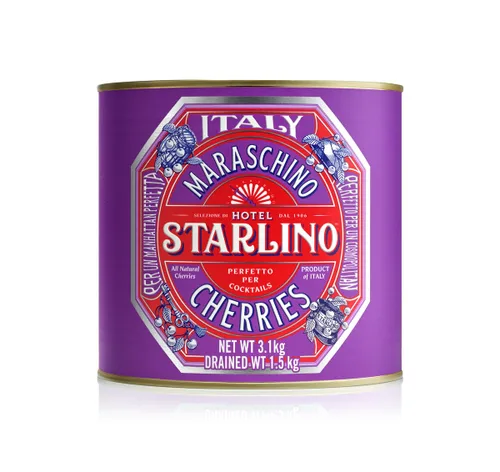 Vista 11 de Hotel Starlino Cerezas marrasquino premium, fabricadas en Italia, lata