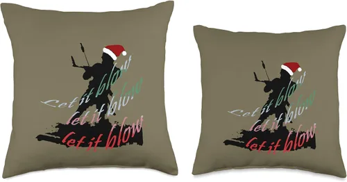Vista 3 de Kitesurf Gifts and Surf Lover Tees by taiche Kitesurfing Festive Christmas Vacation Novelty Vector Throw Pillow, 16x16, Multicolor