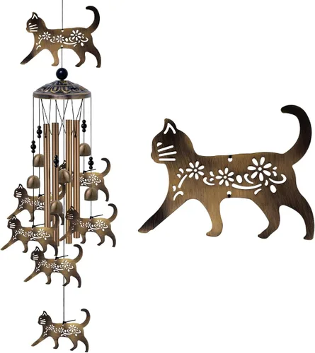Vista 11 de Campanillas de viento de abejas para exteriores, regalos para mamá - Campanas conmemorativas de bronce, atrapavientos de simpatía móvil, decoración