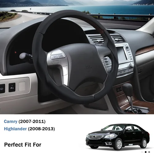 Vista 3 de Funda para volante Toyota Camry (2007-2011)/Highlander (2008-2013), accesorios (negro)