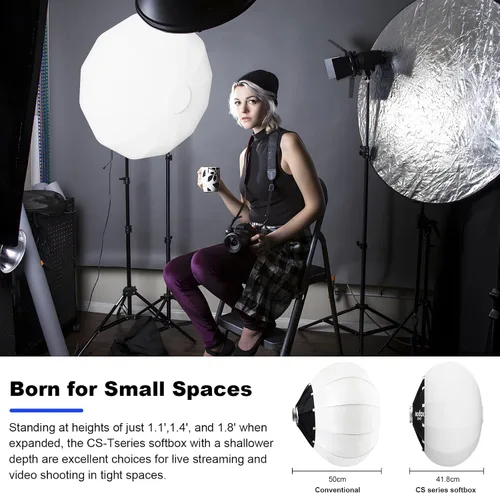 Vista 2 de Godox CS-65T - Difusor de luz de linterna de liberación rápida de 26 pulgadas/25.6 in, difusor de luz Bowens Mount Lantern Softbox para Godox LE200