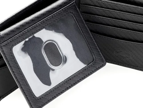 Vista 7 de Stealth Mode Cartera plegable de cuero para hombre con ventana de identificación y bloqueo RFID