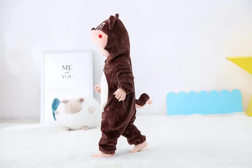 Vista 2 de Disfraz unisex para niños, disfraz de Halloween, traje de animal con capucha