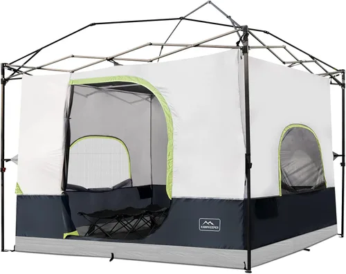 Vista 10 de KAMPKEEPER Tienda de campaña interior para toldo emergente, convierte el toldo de patas rectas de 10'x10' en una tienda de campaña–Techo Caqui