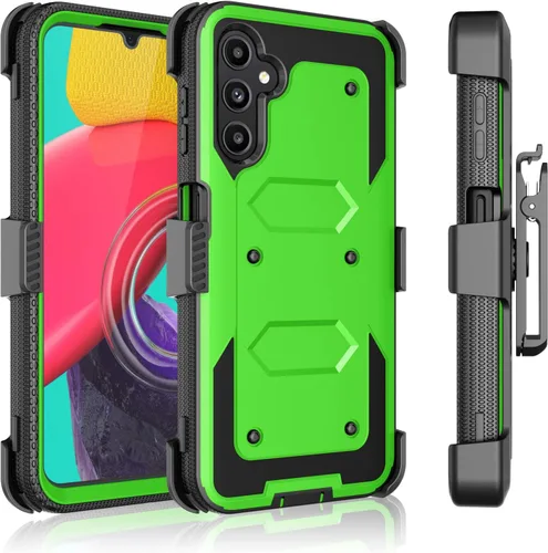 Vista 7 de Funda para Galaxy A14 5G, para Samsung A14 5G, protector de pantalla integrado con soporte para cinturón, funda de cuerpo completo, grado militar
